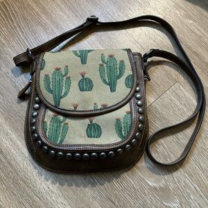 Leather/Cactus Western Style Bag w/ Holster Pocket